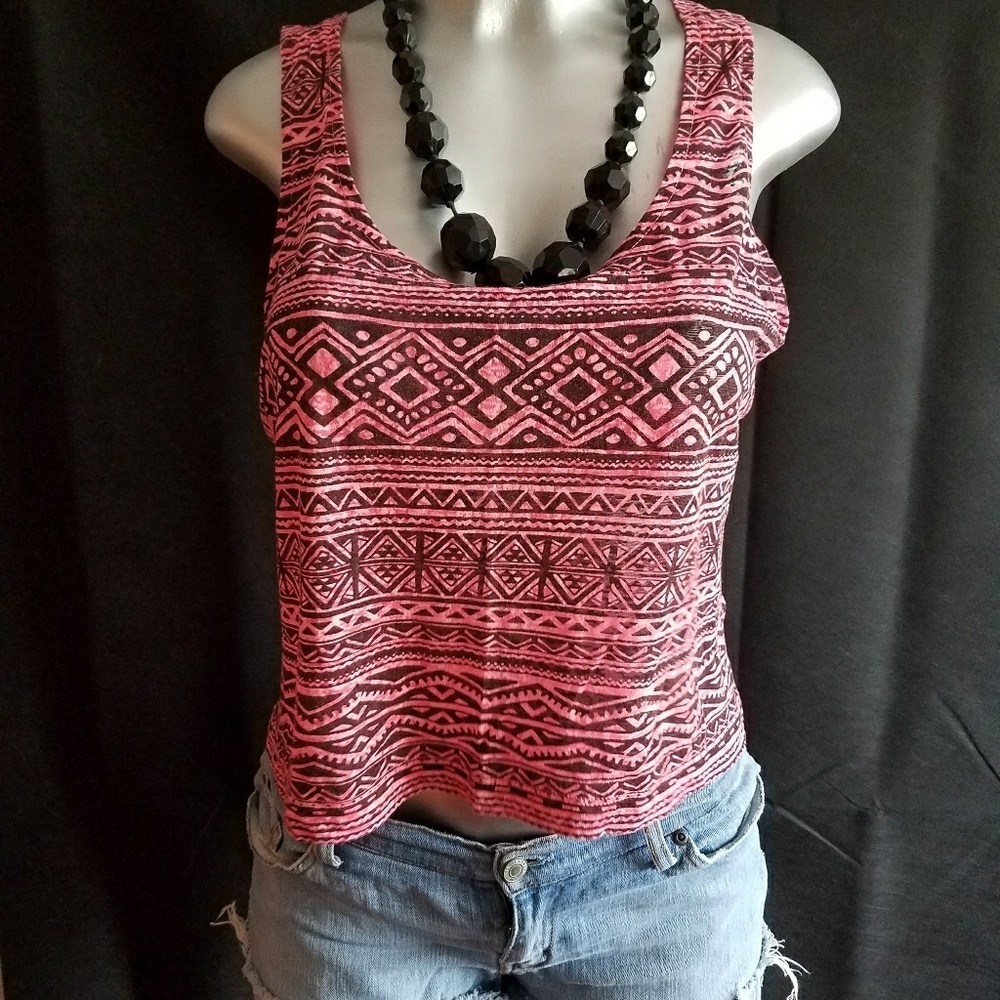 Forever 21 Aztec Tank Top Black and Pink Size Large